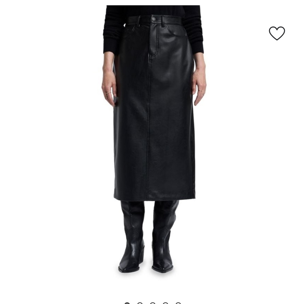 7 For All Mankind Black Midi Faux Leather Skirt